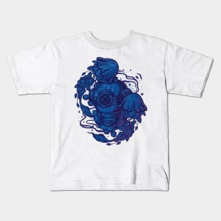 Diving jelly fish Kids T-Shirt
